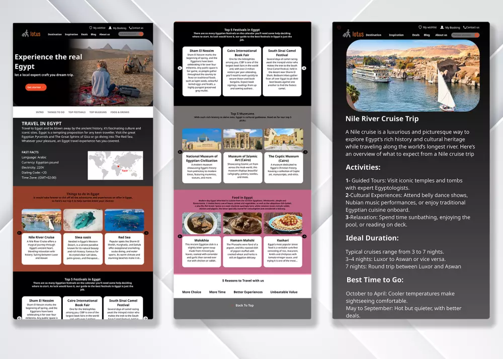 تصميم واجهة وتجربة المستخدم للويب و الموبيل UXUI Design لموقع سياحى