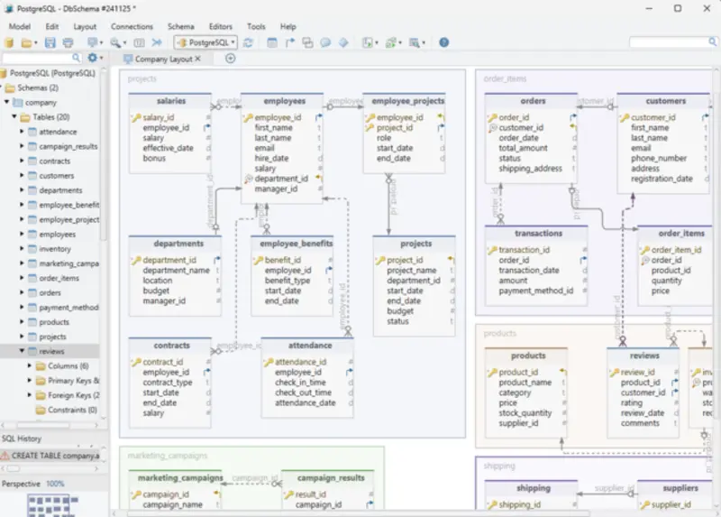 خدمة إنشاء وتصميم قواعد البيانات (PostgreSQL / MySQL)