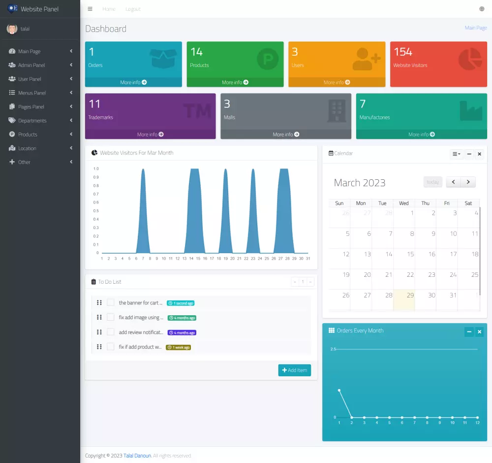 موقع جاهز تجارة الكترونية مع الداشبورد