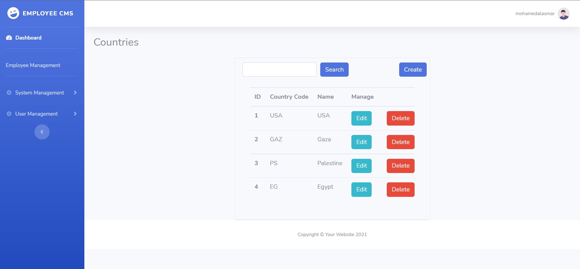 برمجة نظام CRUD كامل للجدول الواحد