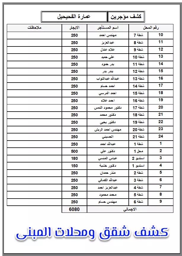 برنامج تحصيل الايجارات