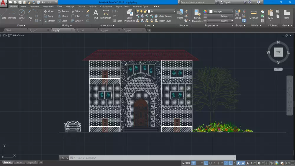 رسم هندسي باستخدام برنامج الاوتكاد