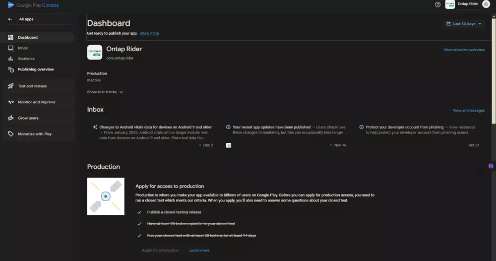 اختبار مغلق لتطبيقات Google Play وتفعيل إذن الإصدار العلني