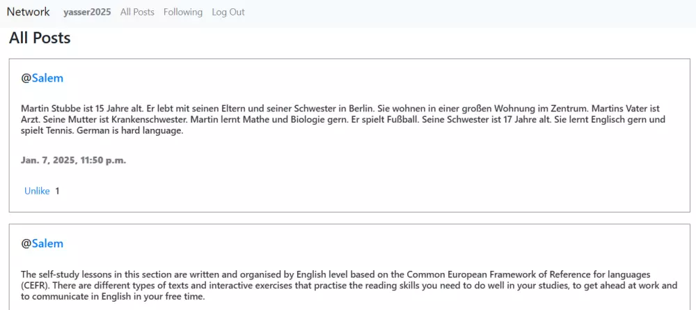 انشاء موقع ويب يحتوى على صفحات مختلفة مثل انشاء بوست صفحة البروفايل وصفحة البوستات
