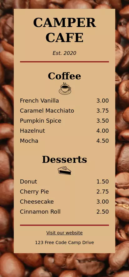 🍽️ تحويل قائمة الطعام إلى صفحة ويب متجاوبة باستخدام HTML, CSS, Bootstrap