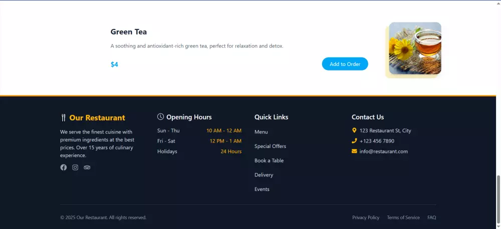 تصميم موقع مطعم احترافي – واجهة جذابة وتجربة مستخدم سلسة