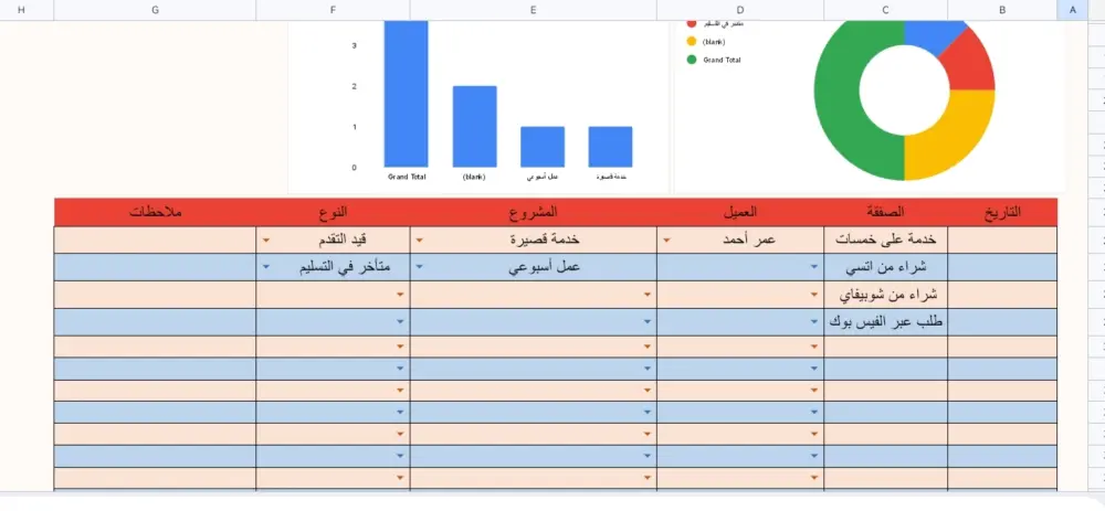 نظام CRM مصغّر احترافي بإكسيل لإدارة العملاء والمشاريع والمهام
