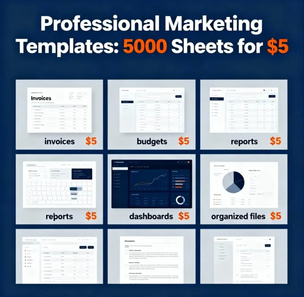 حزمة من ٥٠٠٠ شيت إكسيل قابل للتعديل والتخصيص