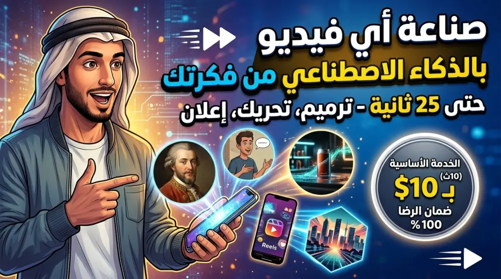 صنع فيديو بالذكاء الاصطناعي 10 ثواني من فكرتك أو صورك لجميع المجالات