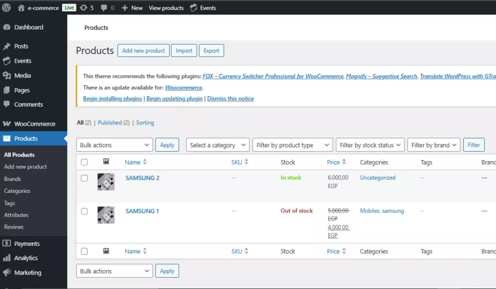 تنفيذ متجر الكتروني احترافي على منصة وردبريس