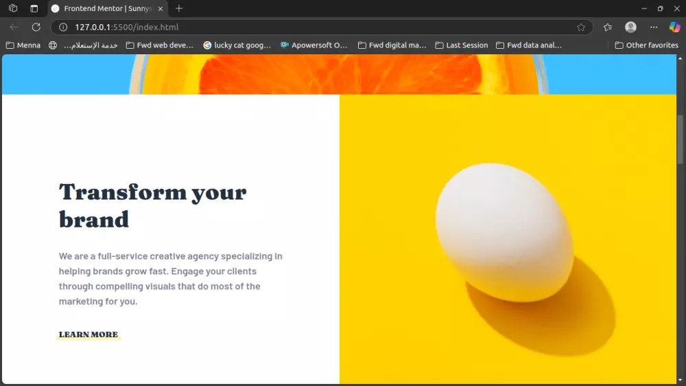 تنفيذ تصميم صفحة ويب واحدة مكونة من 5 أقسام باستخدام HTML CSS