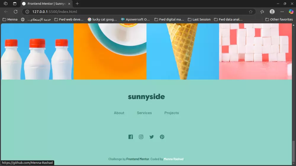 تنفيذ تصميم صفحة ويب واحدة مكونة من 5 أقسام باستخدام HTML CSS