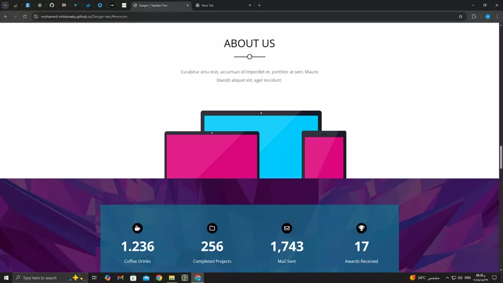 سوف اقوم بتصميم صفحة ويب Landing page | HTML CSS تحتوي على ثلاثة أقسام