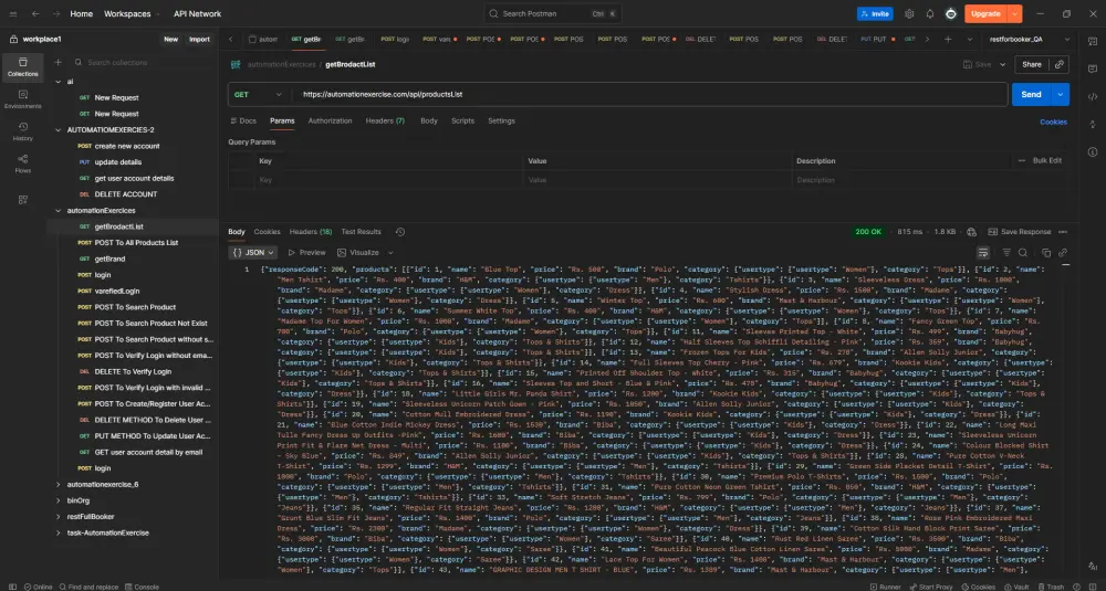 سأقوم باختبار الـ API الخاص بتطبيقك والتأكد من صحة واستقرار الـ Endpoints