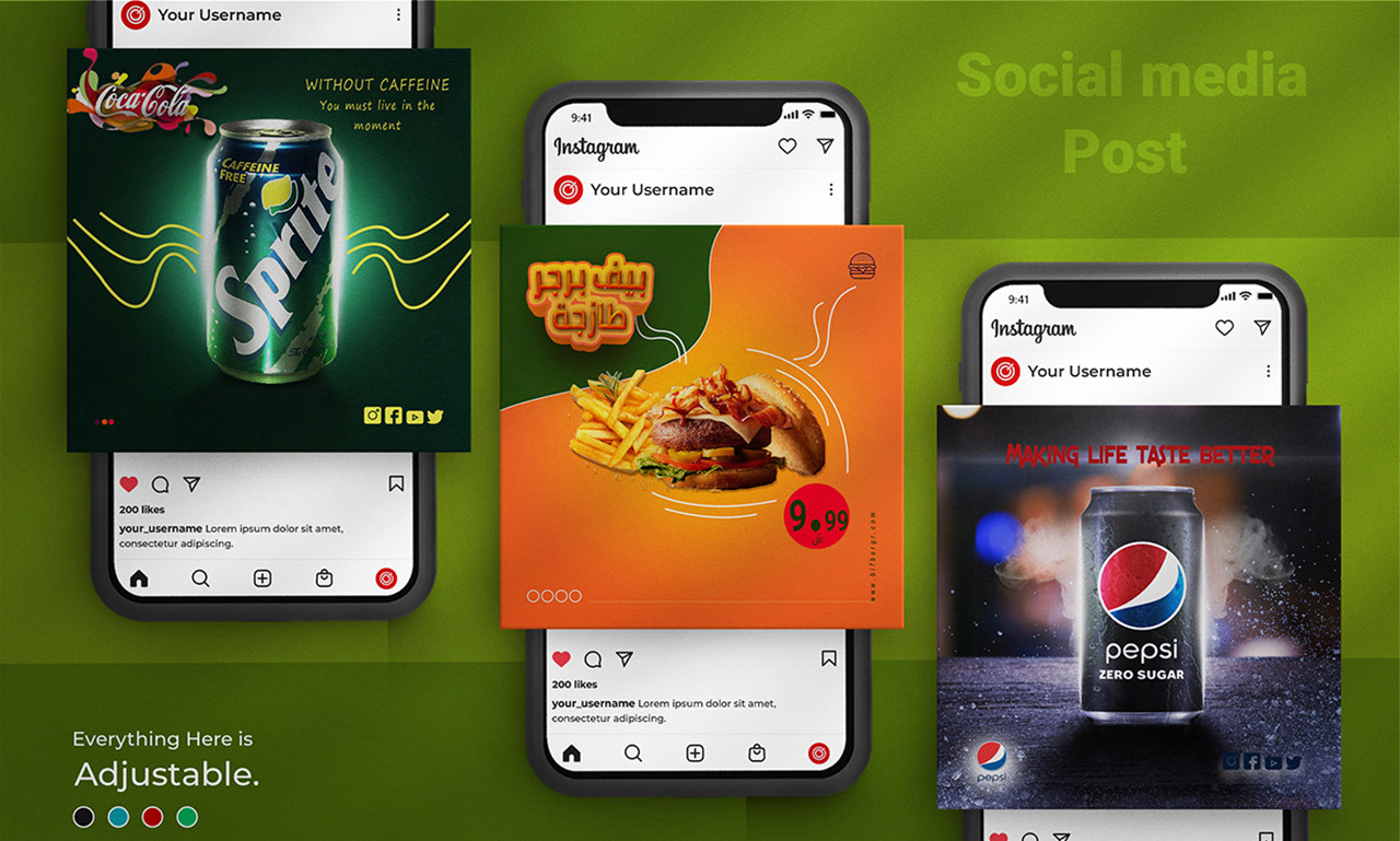 3 تصاميم سوشيل ميديا مقابل 5$فقط شامل لـ منشور | غلاف صفحة | صورة مصغر