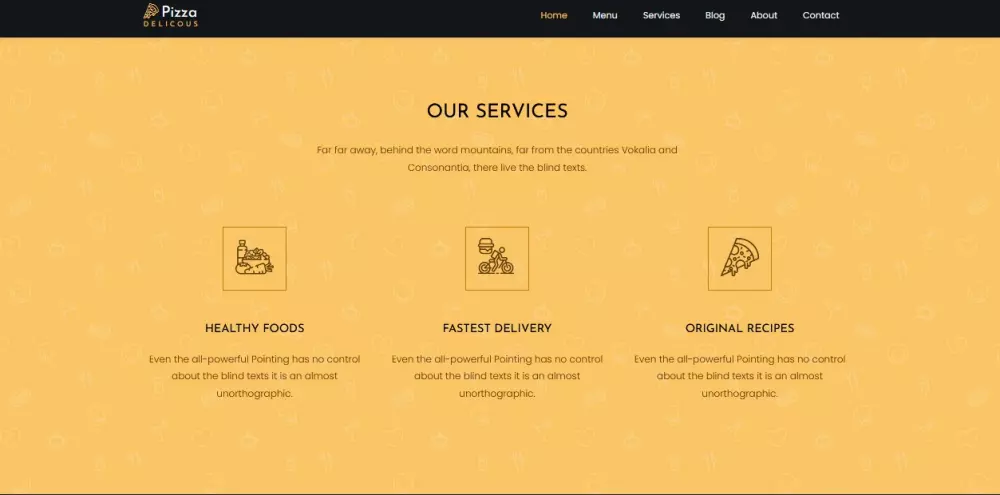 : تصميم موقع مطاعم بيتزا وكافيهات - قالب فرونت إند احترافي