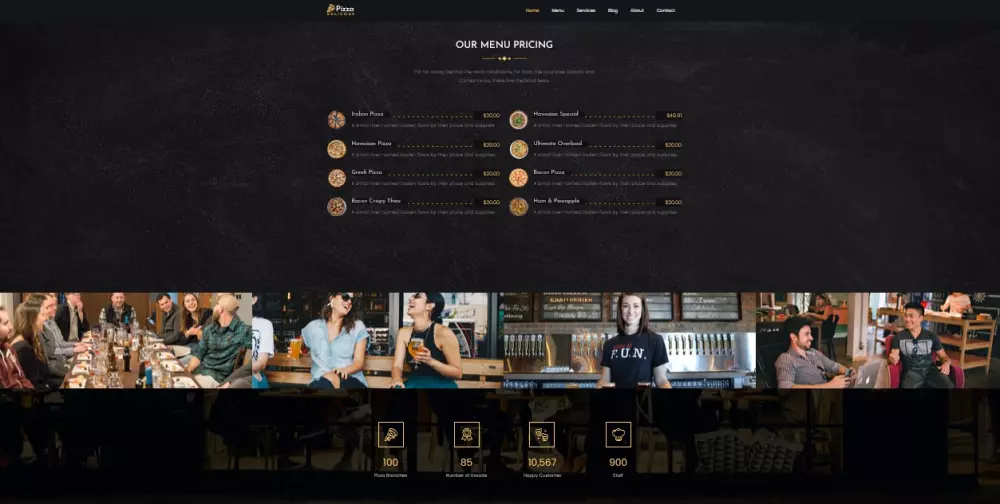 : تصميم موقع مطاعم بيتزا وكافيهات - قالب فرونت إند احترافي