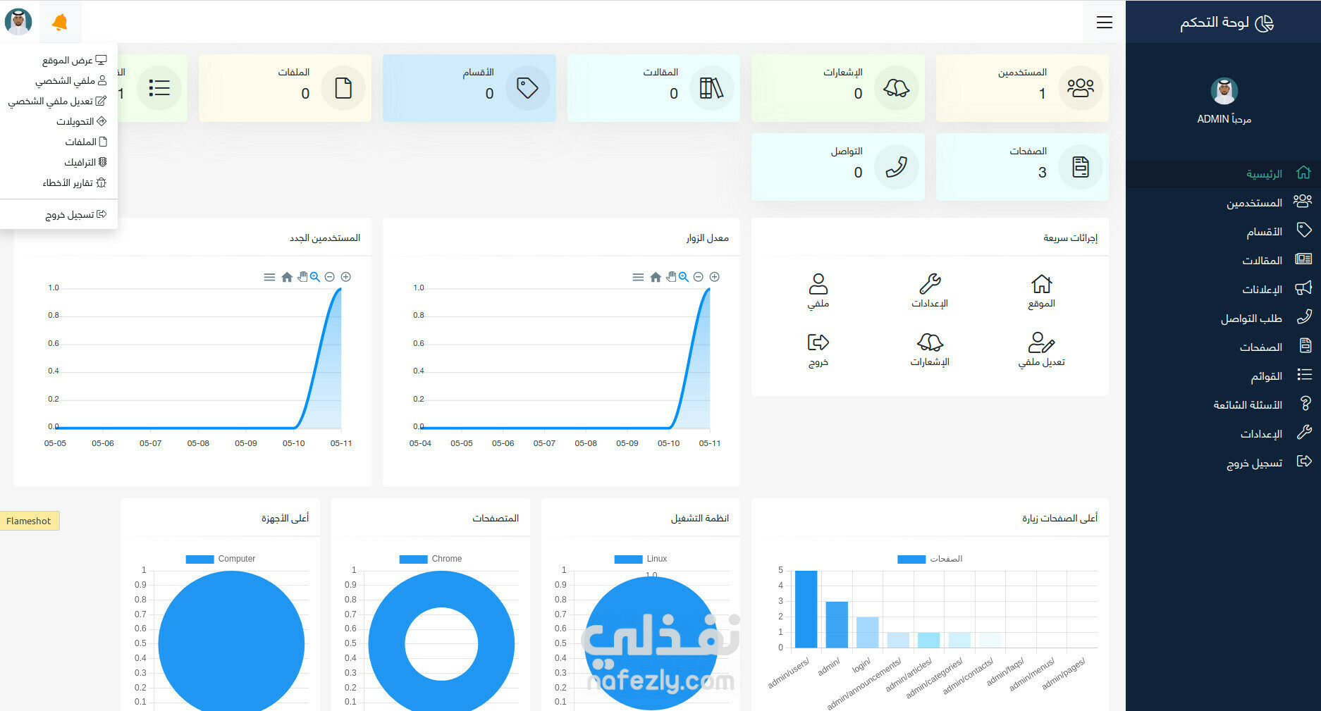 برمجة لوحة تحكم   كاملة جاهزة للإستخدام مباشرةً وموقع كامل متكامل