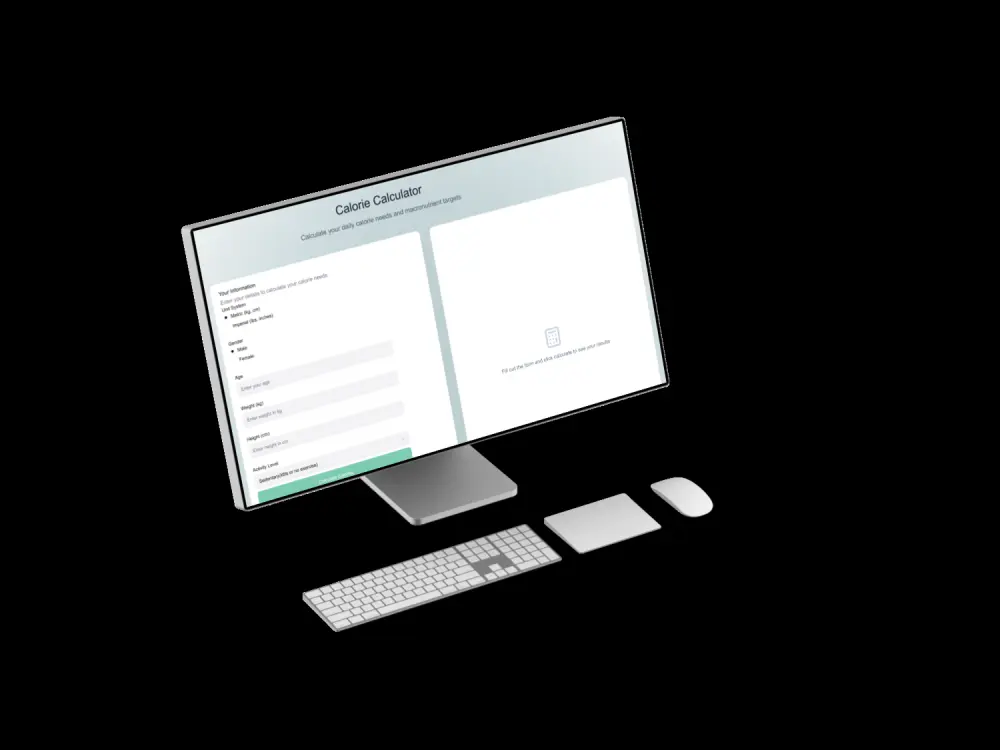 موقع لحساب الكالوري متكون من ثلاث صفحات