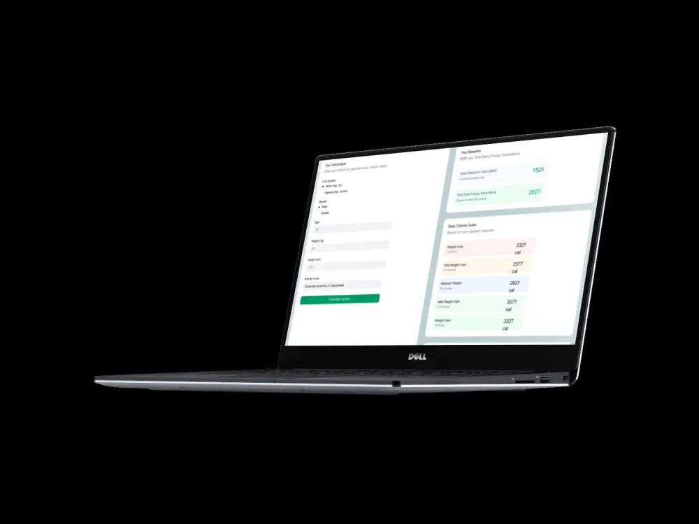 موقع لحساب الكالوري متكون من ثلاث صفحات