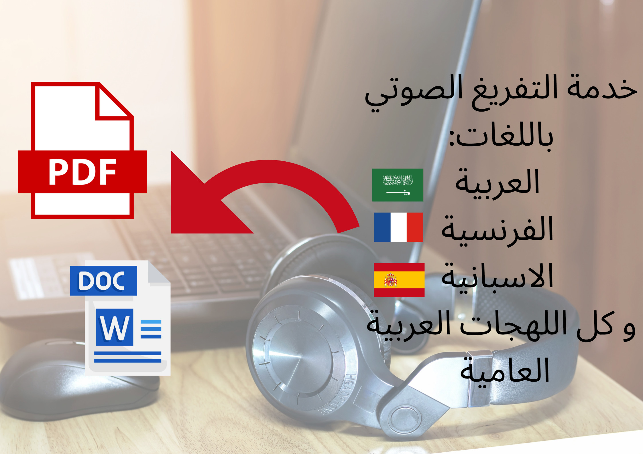 تفريغ ملفات صوتية و فيديوهات، وتحويلها إلى نصوص بصيغة PDF أو WORD