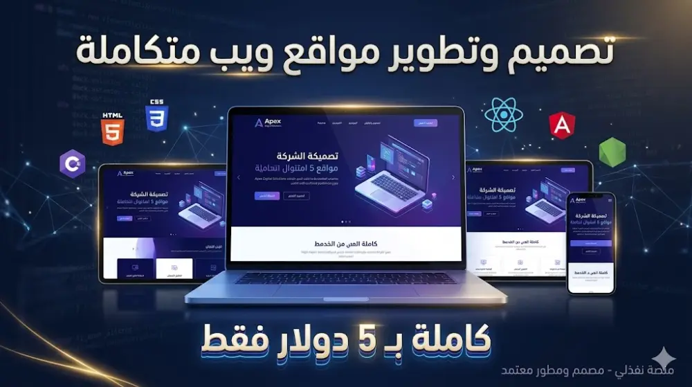 برمجة وتصميم مواقع ويب متكاملة (Full Stack) احترافية ومتجاوبة