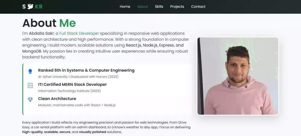 تصميم وبرمجة موقع شخصي احترافي يعرض مهاراتك ومشاريعك بلغة أنيقة ومتجاوبة