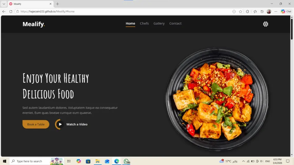 تصميم Landing Page لمطعم بواجهة مستخدم حديثة ومتجاوبة
