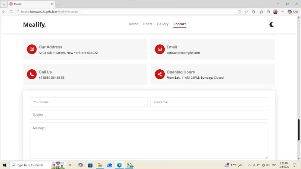 تصميم Landing Page لمطعم بواجهة مستخدم حديثة ومتجاوبة