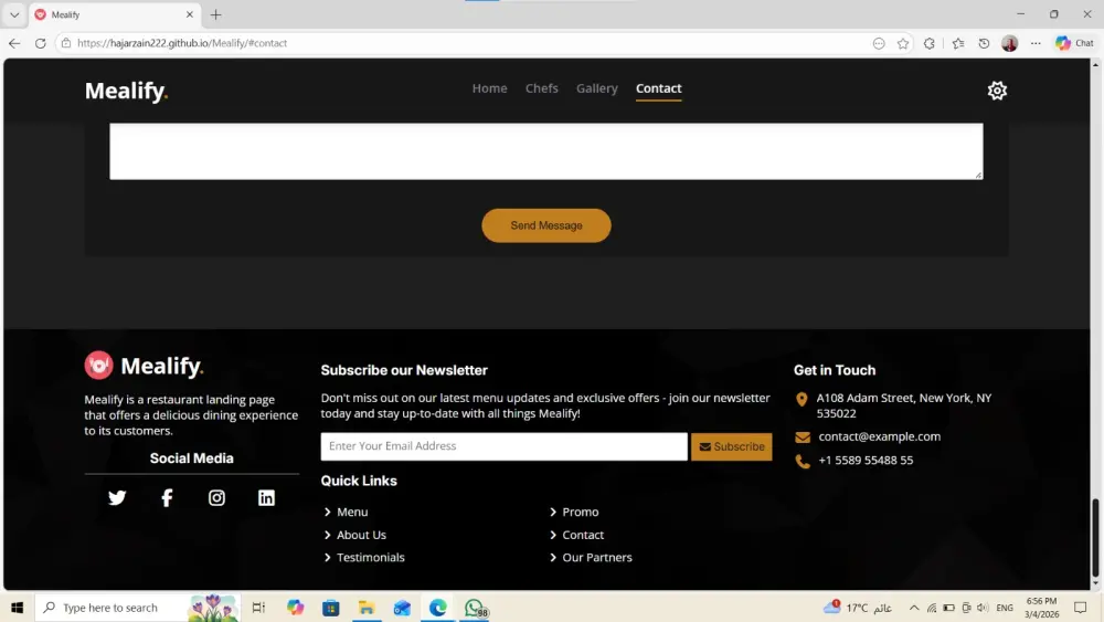 تصميم Landing Page لمطعم بواجهة مستخدم حديثة ومتجاوبة