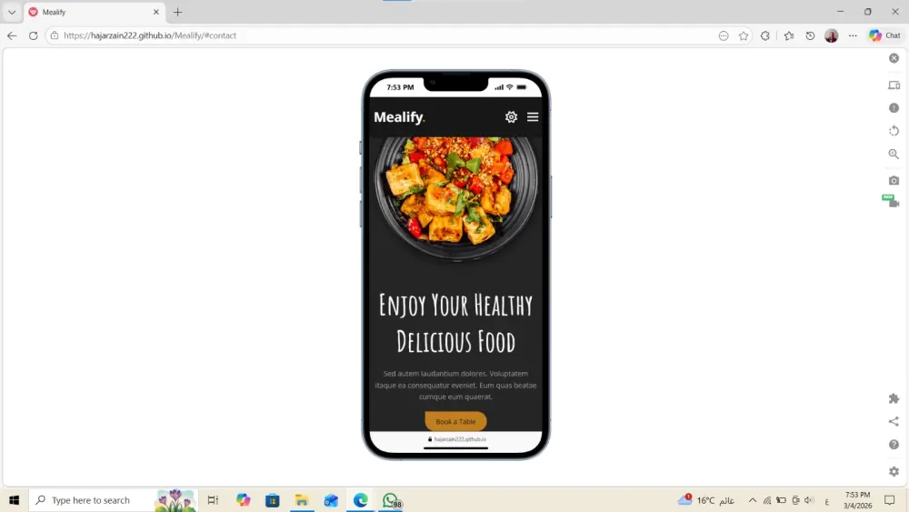 تصميم Landing Page لمطعم بواجهة مستخدم حديثة ومتجاوبة