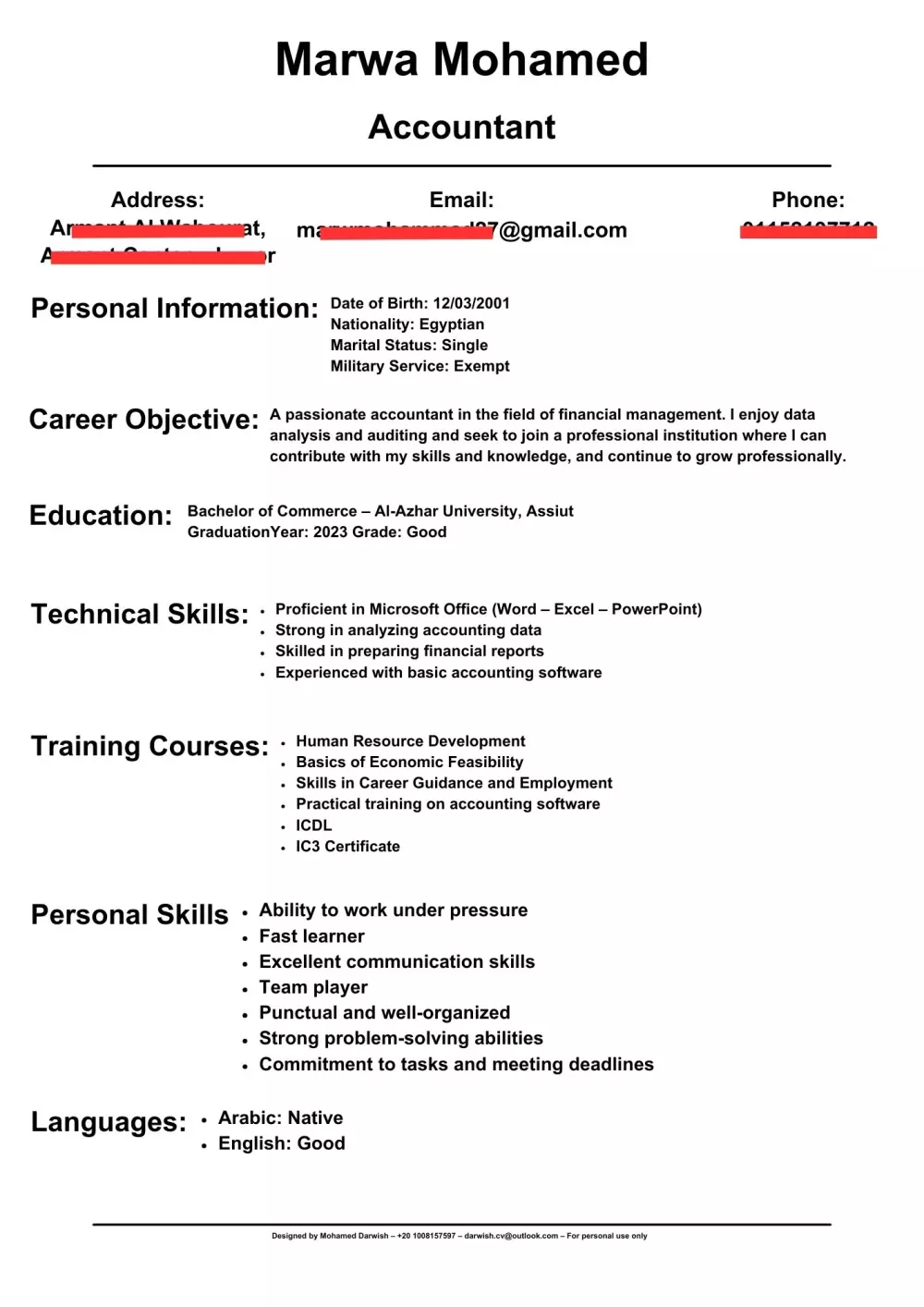 كتابة وتصميم سيرة ذاتية احترافية متوافقة مع نظام ATS باللغة العربية أو الإنجليزية