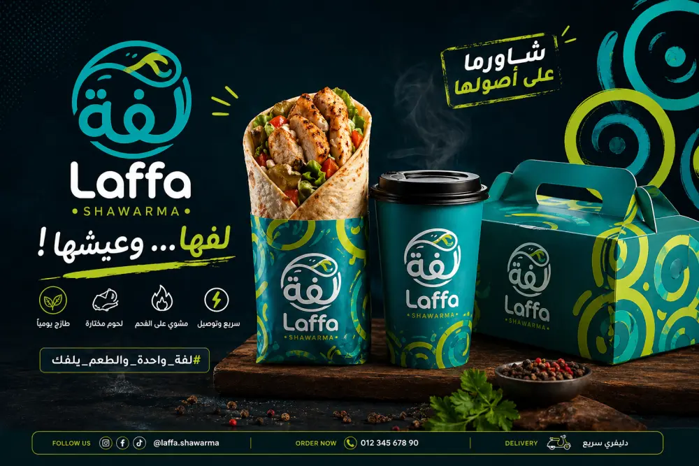 تصميم هوية بصرية كاملة للمطاعم والكافيهات بشكل احترافي وجذاب للعملاء