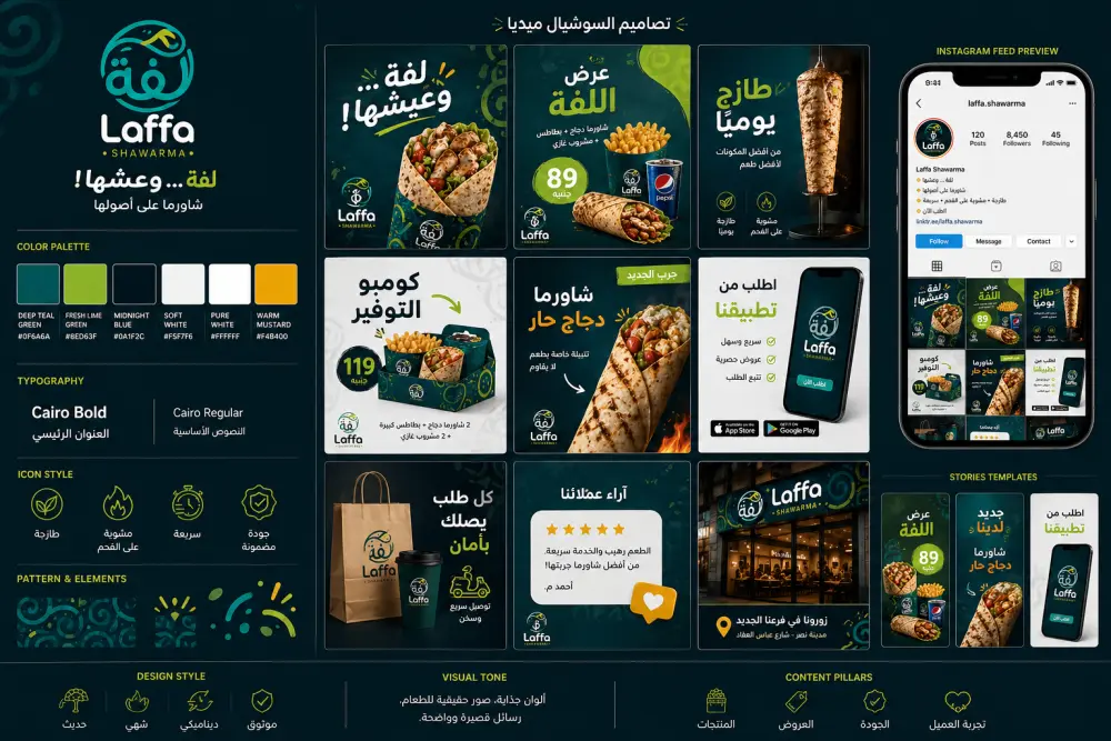 تصميم هوية بصرية كاملة للمطاعم والكافيهات بشكل احترافي وجذاب للعملاء