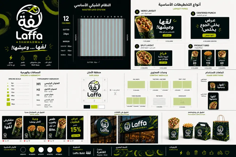 تصميم هوية بصرية كاملة للمطاعم والكافيهات بشكل احترافي وجذاب للعملاء