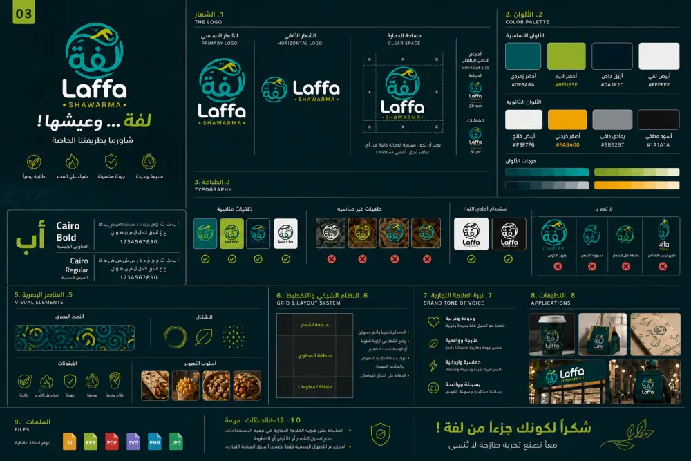 تصميم هوية بصرية كاملة للمطاعم والكافيهات بشكل احترافي وجذاب للعملاء