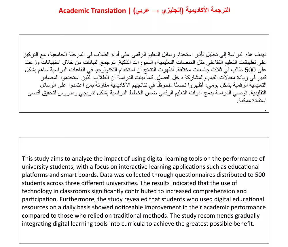 ترجمة احترافية بين العربية والإنجليزية والعكس