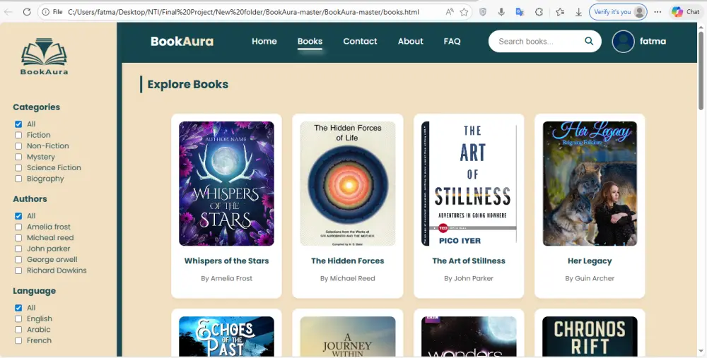 "برمجة موقع إلكتروني متكامل (5 صفحات) متجاوب باستخدام HTML, CSS, JavaScript"