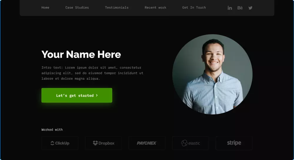 تصميم بروفايل شخصي (Portfolio) تفاعلي باستخدام HTML5 وCSS3 وJavaScript وBootstrap