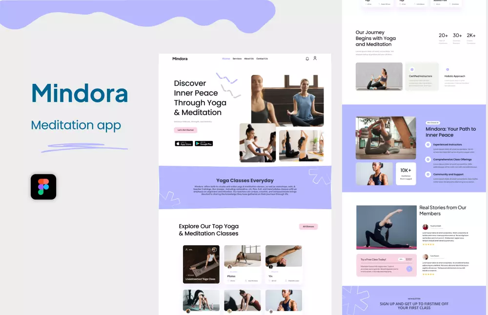 تصميم صفحة هبوط لموقع مختص باليوجا والتأمل