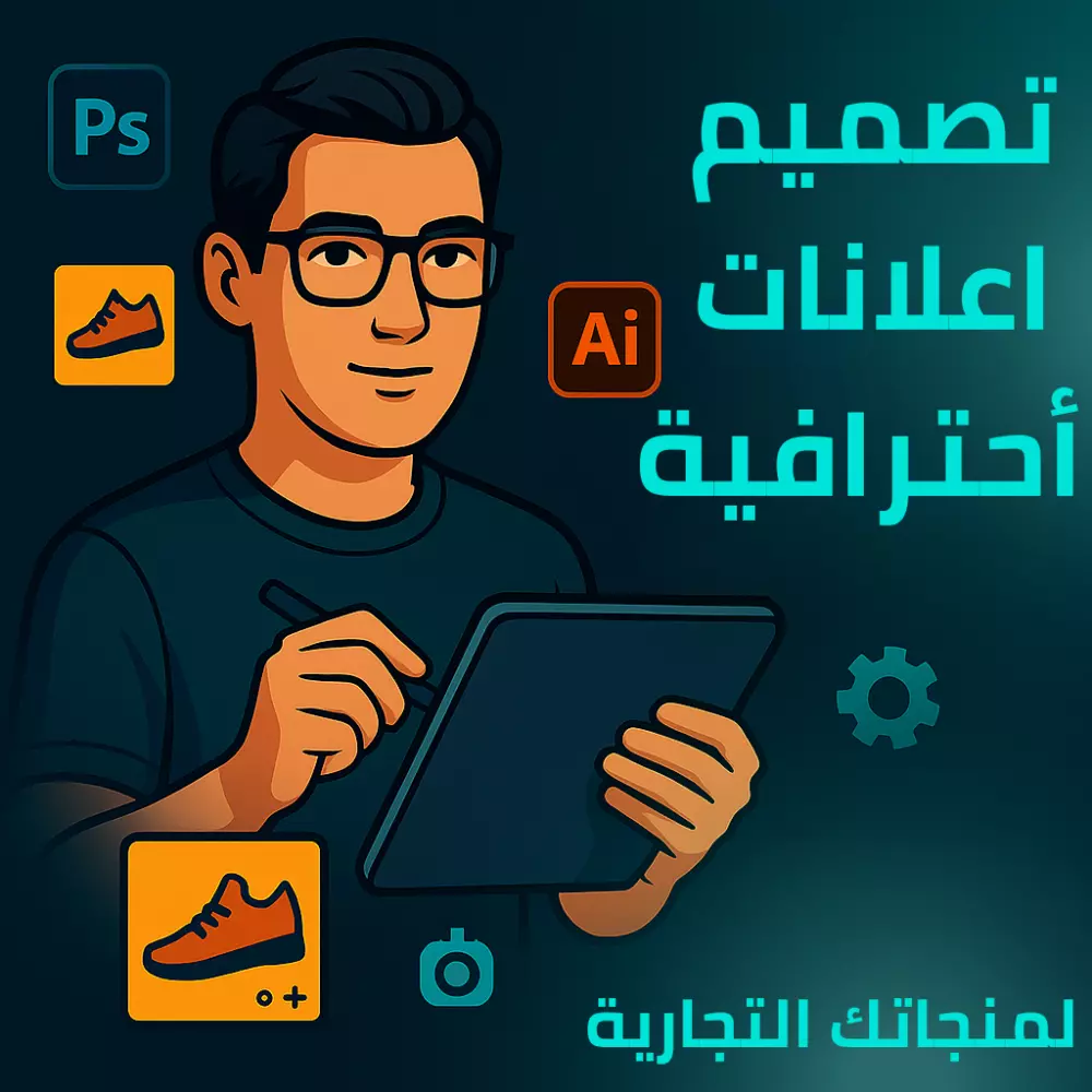 سأقوم بتصميم إعلان احترافي وجذاب لمنتجك أو خدمتك بأسلوب عصري يناسب منصات التواصل الاجتماعي (إنستجرام – فيسبوك – سناب – وغيرهم).