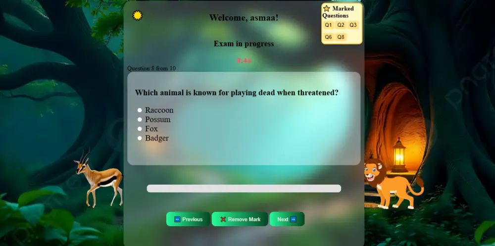 تصميم نظام امتحانات تفاعلي بالكامل واجهات جذابة