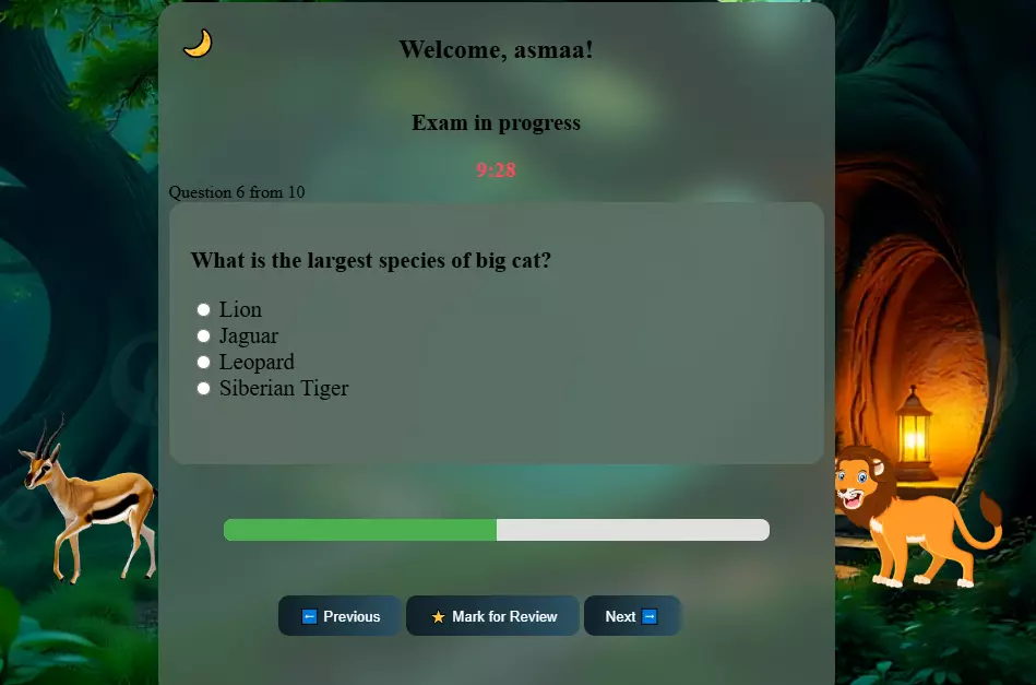 تصميم نظام امتحانات تفاعلي بالكامل واجهات جذابة