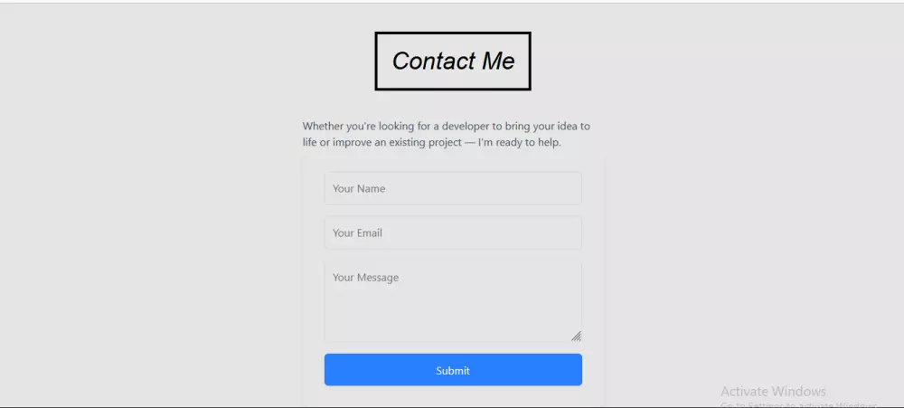 تصميم صفحة بورتفوليو احترافية بـ 4 أقسام + نموذج تواصل