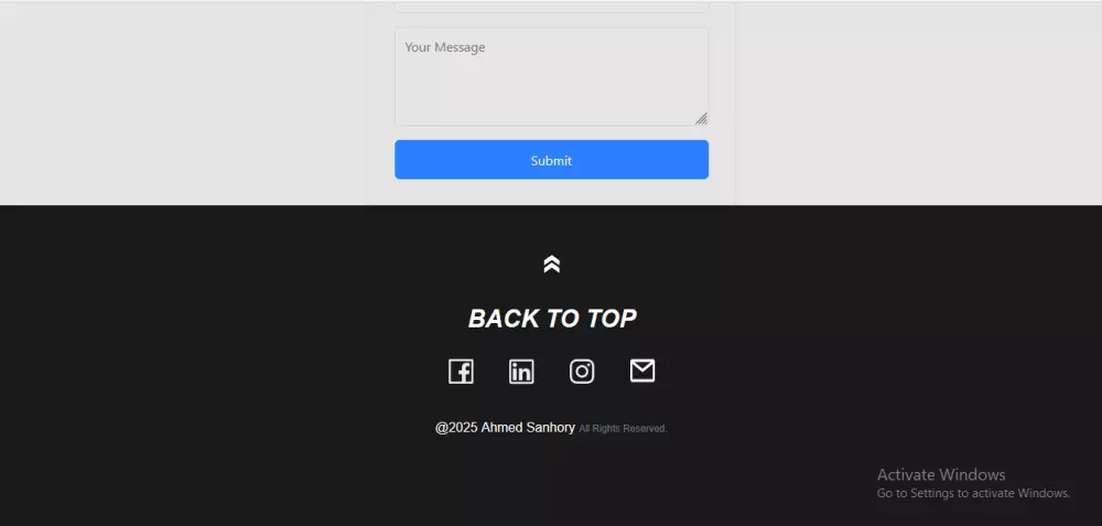 تصميم صفحة بورتفوليو احترافية بـ 4 أقسام + نموذج تواصل