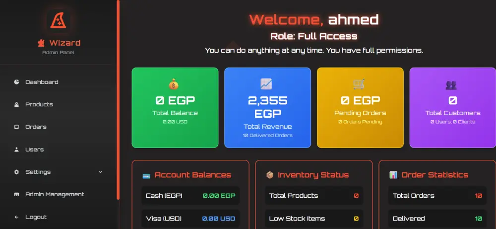 لوحة تحكم متجر إلكتروني بتصميم ألعاب قابلة للتخصيص باستخدام Next.js