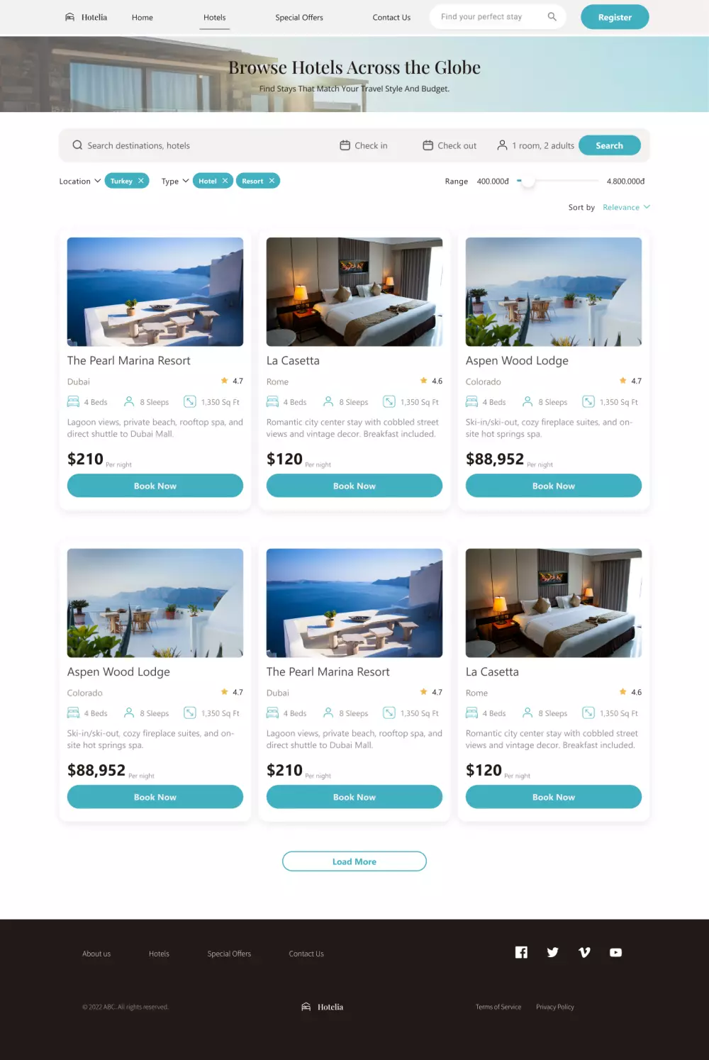 تصميم واجهة وتجربة مستخدم لمواقع حجز الفنادق