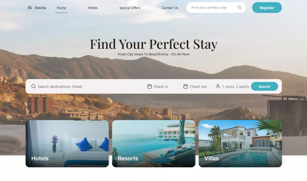 تصميم واجهة وتجربة مستخدم لمواقع حجز الفنادق