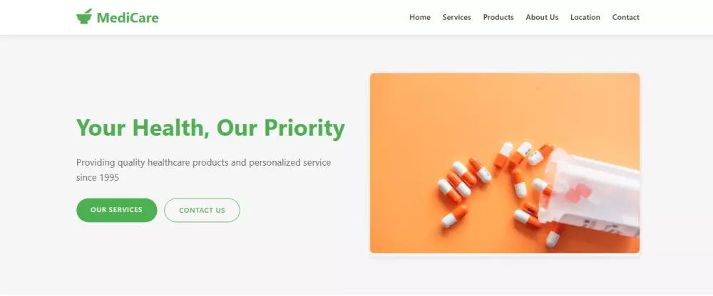 تصميم صفحة هبوط عصرية لصيدلية