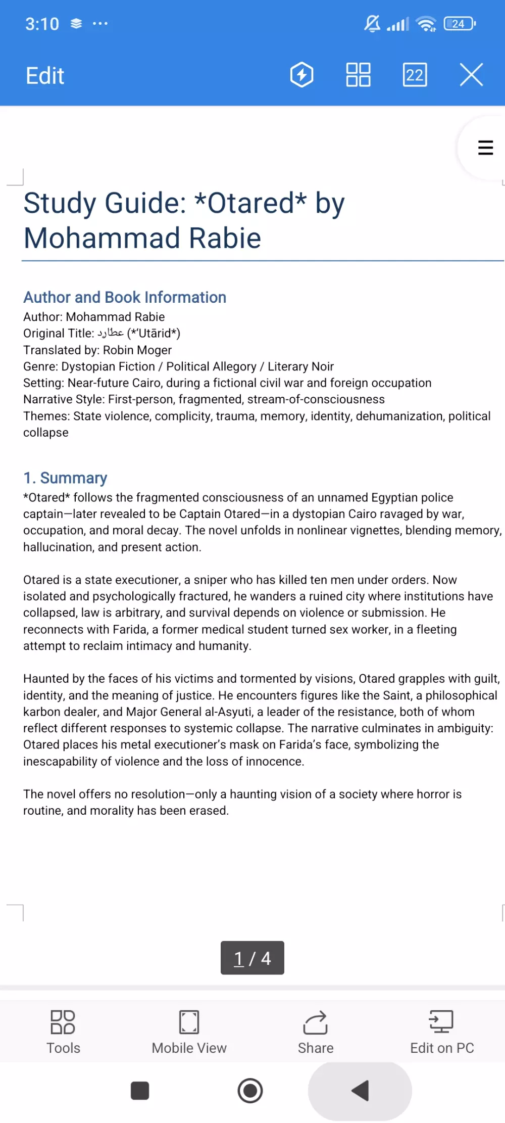 Literary analysis and Study Guides